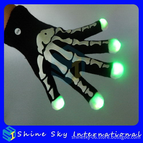 Top Selling Halloween Party Supply Flashing Gloves Skeleton Design